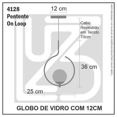 Pendente Lustre On Loop Dourado Com Globo De Vidro Branco