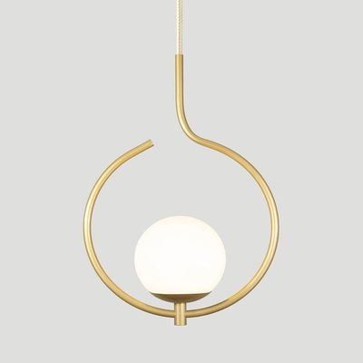 Pendente Lustre On Loop Dourado Com Globo De Vidro Branco