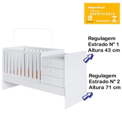 Berço Mini Cama Multifuncional Bb680 Branco Comm Branco