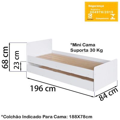 Berço Mini Cama Multifuncional Cama Auxiliar Bb690 Branco Comm Branco
