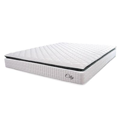 Colchão Casal Queen Molas Ensacadas City Pillow Top 158x198x23cm Branco-preto Hellen Branco-pre