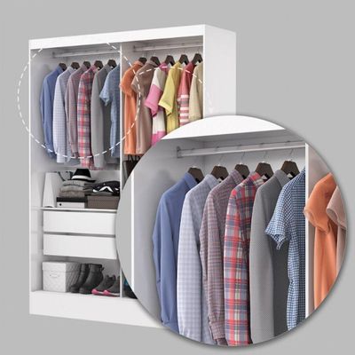 Guarda-roupa Belem 2 Portas De Correr 2 Gavetas Branco Cinamomo