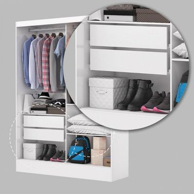 Guarda-roupa Belem Plus 2 Portas De Correr 2 Gavetas Branco Cinamomo