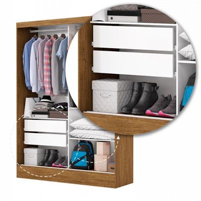 Guarda-roupa Belem Premium 2 Portas De Correr 2 Gavetas Cinamomo
