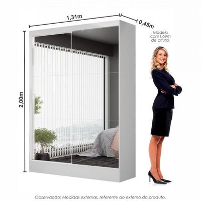 Guarda-roupa Belem Premium 2 Portas De Correr 2 Gavetas Branco