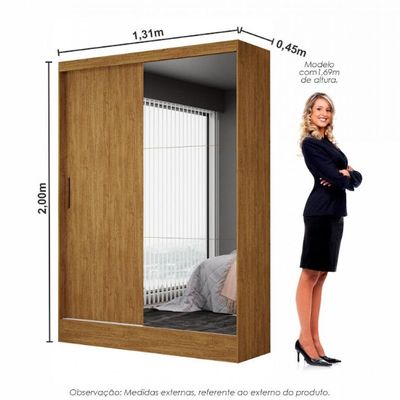 Guarda-roupa Belem Plus 2 Portas De Correr 2 Gavetas Cinamomo
