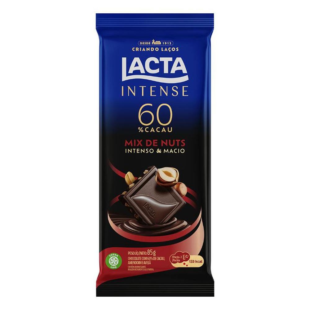 Tablete Chocolate Intense 60% Cacau/Nuts 85g  Lacta