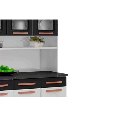 Kit De Cozinha Compacta Mirage New Aço 6 Portas E 3 Gavetas 120cm Branco-preto - Telasul