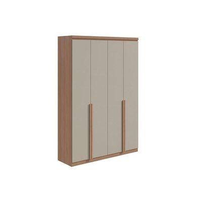Guarda Roupa Solteiro 4 Portas E 2 Gavetas Alonzo New Amêndoa branco - Lopas
