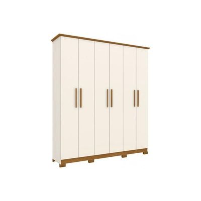 Guarda Roupa Casal 6 Portas E 3 Gavetas C- Pés Cover Off White-nature - Henn