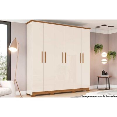 Guarda Roupa Casal 6 Portas E 3 Gavetas C- Pés Cover Off White-nature - Henn