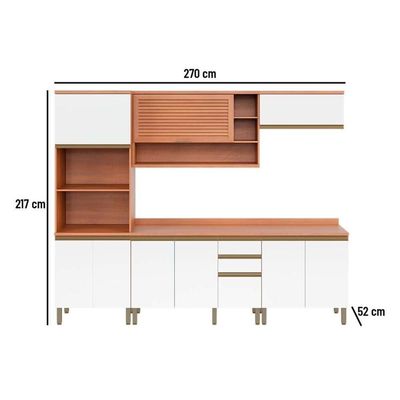 Cozinha Completa Thela Macadâmia 5 Peças (2aéreos+2balcões+1paneleiro) Czc23 Freijo/branco - Telasul
