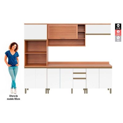 Cozinha Completa Thela Macadâmia 5 Peças (2aéreos+2balcões+1paneleiro) Czc23 Freijo/branco - Telasul