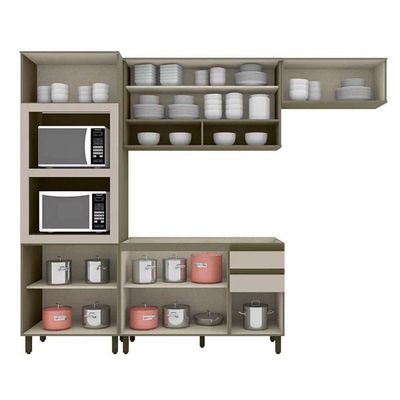 Cozinha Completa Connect 4 Peças (2aéreo+1paneleiros+1balcão) S/pia Cpt98 Duna/cristal - Henn