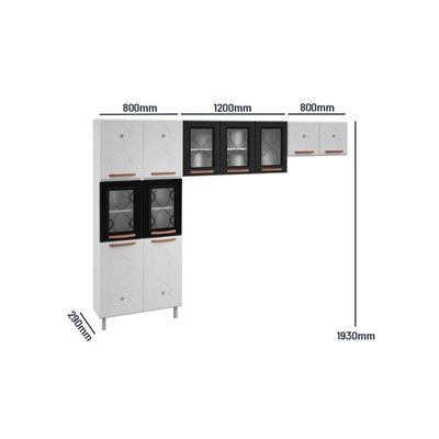 Cozinha Completa Mirage New Aço 3 Peças (2aéreos+1paneleiro) Cz32 Branco-preto - Telasul
