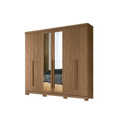 Guarda Roupa Casal 6 Portas E 4 Gavetas C/ Espelho E Pés Buriti Jatoba/areia - Santos Andirá
