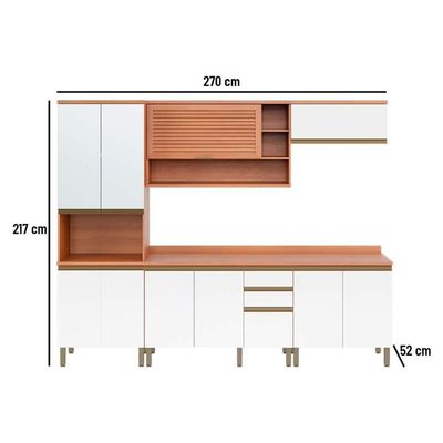 Cozinha Completa Thela Macadâmia 5 Peças (2aéreos+2balcões+1paneleiro) Czc24 Freijo/branco - Telasul