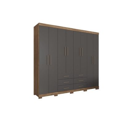 Guarda Roupa Casal 8 Portas E 6 Gavetas C/ Pés Liverpool Jatoba - Santos Andirá