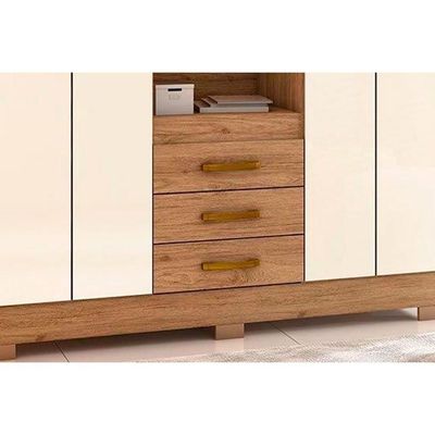 Guarda Roupa Solteiro 4 Portas E 3 Gavetas C- Espelho E Pés Briz B24 Branco - Henn