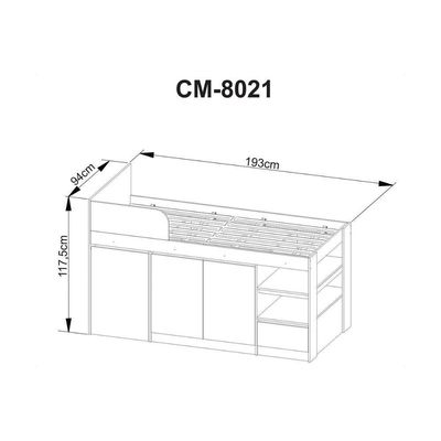 Cama Solteiro Cm8021 Multifuncional C/ Escrivaninha Branco - Tecno Mobili