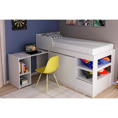 Cama Solteiro Cm8021 Multifuncional C/ Escrivaninha Branco - Tecno Mobili