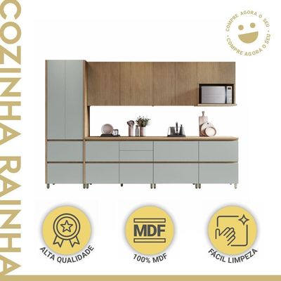 Cozinha 7 Peças 100% Mdf Rainha Nature-verde