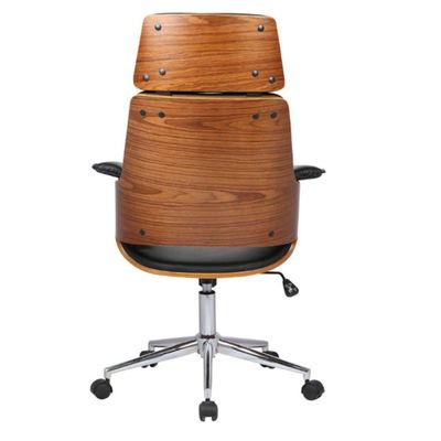 Cadeira Giratória Coimbra Rivatti Em Madeira Poliuretano Preto Base Rodizio Cromado
