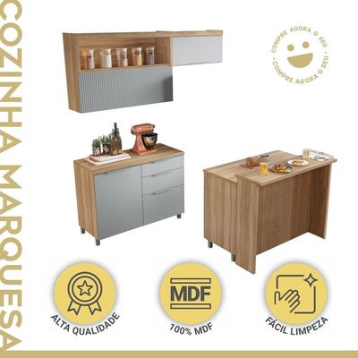 Cozinha 5 Peças 100% Mdf Marquesa Gourmet Nature-verde