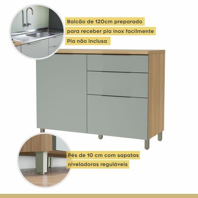 Cozinha 5 Peças 100% Mdf Marquesa Gourmet Nature-verde