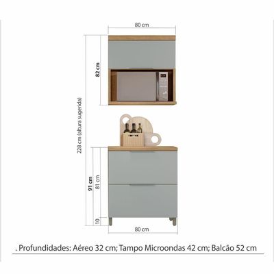 Cozinha 2 Peças 100% Mdf Marquesa Nature-verde