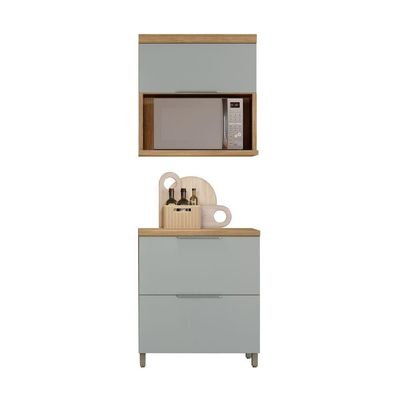 Cozinha 2 Peças 100% Mdf Marquesa Nature-verde