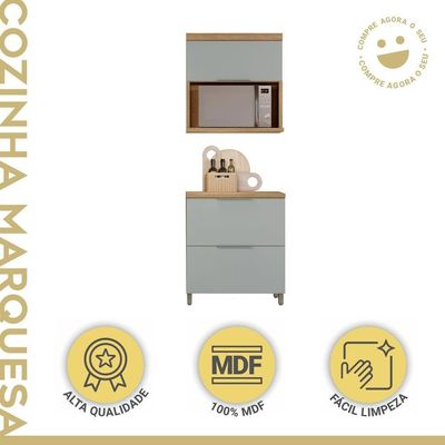 Cozinha 2 Peças 100% Mdf Marquesa Nature-verde