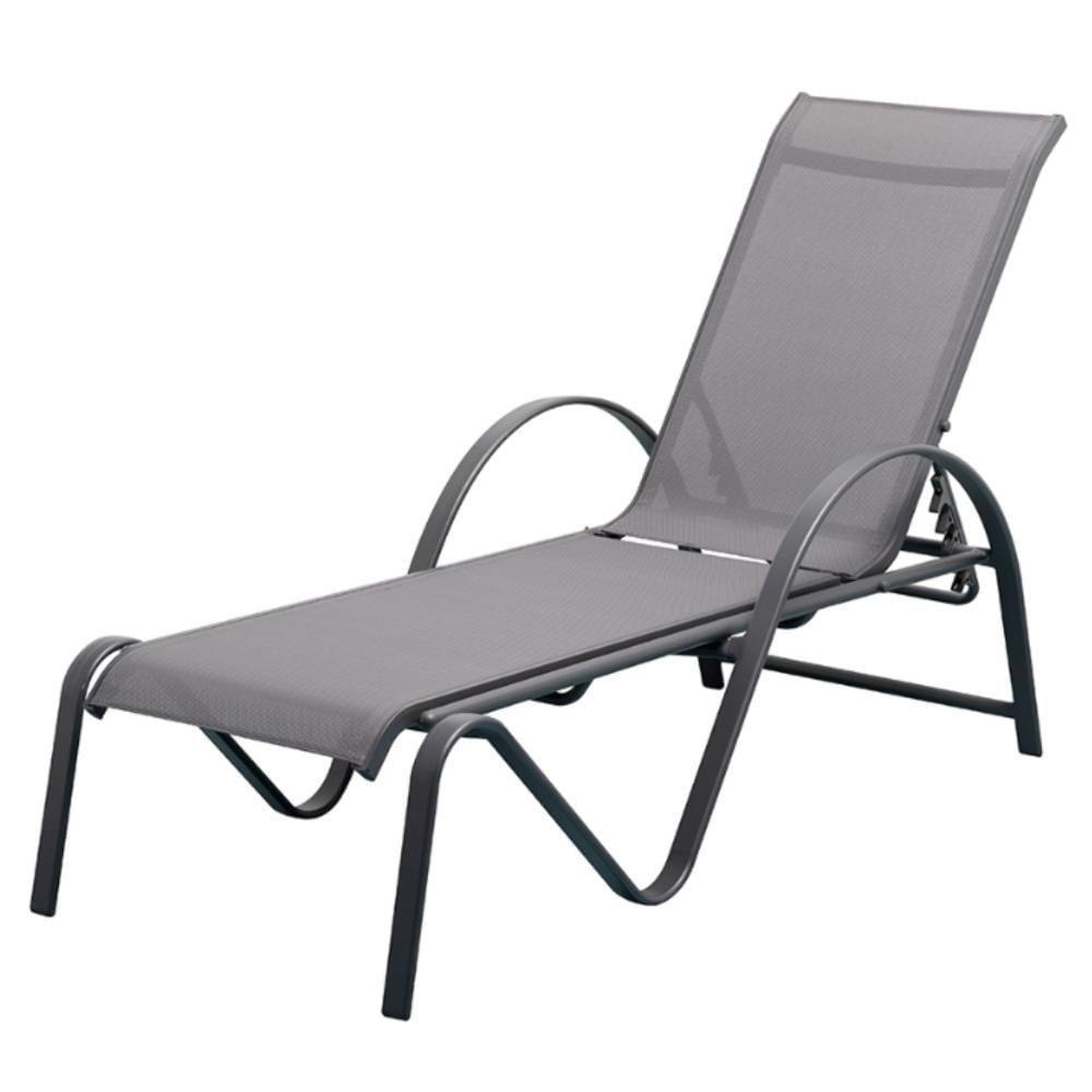 Espreguiçadeira Chaise Búzios Rivatti Em Aluminio Grafite Com Tela Mesh Grafite