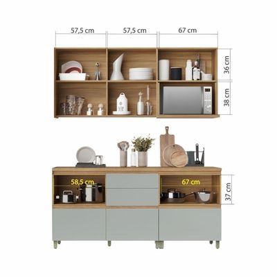 Cozinha 4 Peças 100% Mdf Marquesa Nature-verde