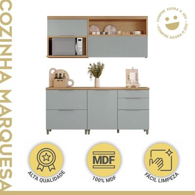 Cozinha 4 Peças 100% Mdf Marquesa Nature-verde