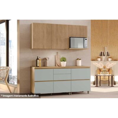 Armário De Cozinha Modulado Completa Rainha 4 Peças Nature/verde - Nesher