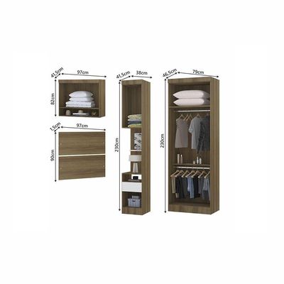 Quarto De Solteiro Com Guarda Roupas Mesa De Cabeceira E Nicho Paris Luciane Móveis Avelã Pf Com B