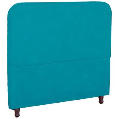 Cabeceira Casal King Size Estofada Para Cama Box Lizza Veludo Cor Azul Claro