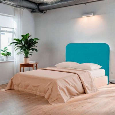 Cabeceira Casal King Size Estofada Para Cama Box Lizza Veludo Cor Azul Claro