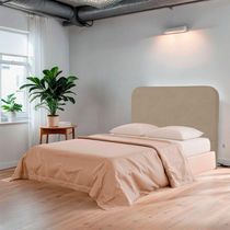 Cabeceira Casal King Size Estofada Para Cama Box Lizza Veludo Bege Escuro