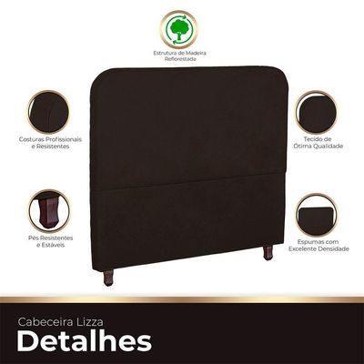 Cabeceira Casal Estofada Para Cama Box Lizza Veludo Cor Marrom