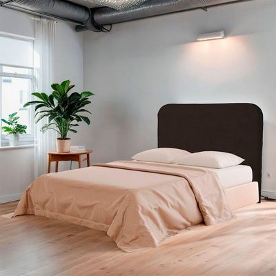 Cabeceira Casal Estofada Para Cama Box Lizza Veludo Cor Marrom