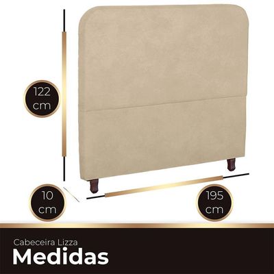 Cabeceira Casal King Size Estofada Para Cama Box Lizza Veludo Bege