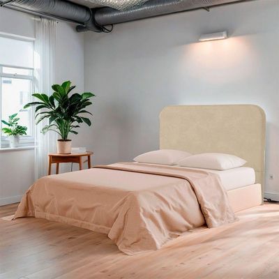 Cabeceira Casal King Size Estofada Para Cama Box Lizza Veludo Bege
