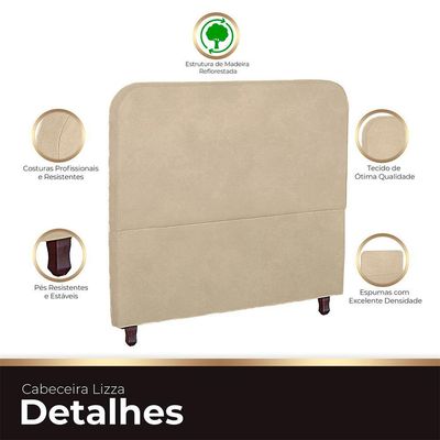 Cabeceira Casal King Size Estofada Para Cama Box Lizza Veludo Bege