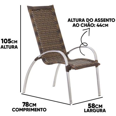 Jogo De Cadeira E Mesa Garden Em Alumínio Trama Original Argila
