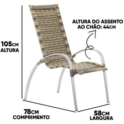 Jogo De Cadeira E Mesa Garden Em Alumínio Trama Original Capuccino