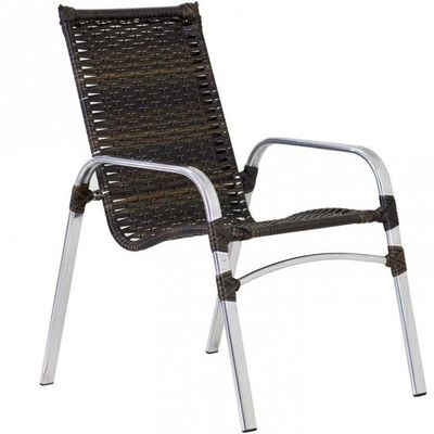 Kit 6 Cadeiras Emily E Mesa Alumínio Jardim área Piscina Pedra Ferro