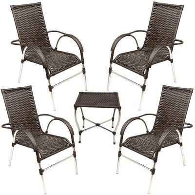 Jogo 4 Cadeiras E Mesa Para área E Jardim Trama Original Tabaco
