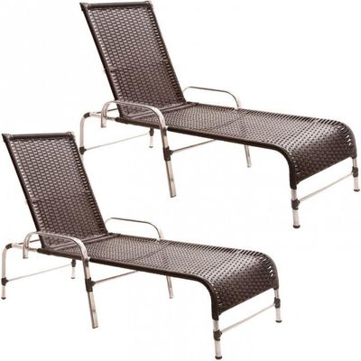 2 Espreguiçadeiras Catar Piscina Alumínio Trama Original Tabaco